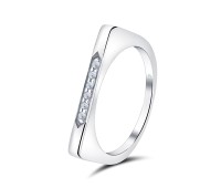 Unique Plain  with CZ Stone Silver Ring NSR-4047